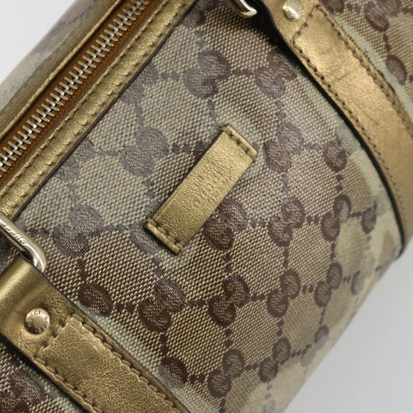 GUCCI GG Crystal Mini Boston Bag Coated Canvas Beige Gold 193604 Auth 178062