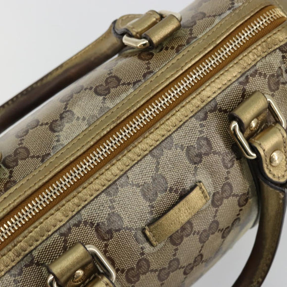 GUCCI GG Crystal Mini Boston Bag Coated Canvas Beige Gold 193604 Auth 178062
