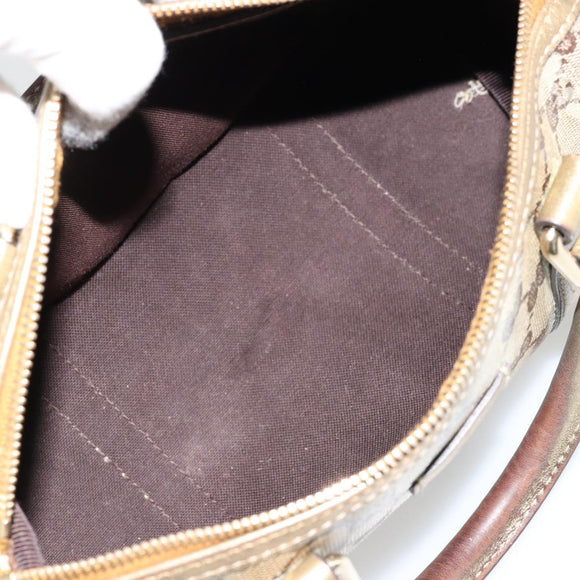 GUCCI GG Crystal Mini Boston Bag Coated Canvas Beige Gold 193604 Auth 178062