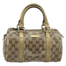 GUCCI GG Crystal Mini Boston Bag Coated Canvas Beige Gold 193604 Auth 178062-2
