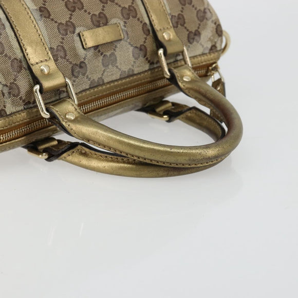GUCCI GG Crystal Mini Boston Bag Coated Canvas Beige Gold 193604 Auth 178062