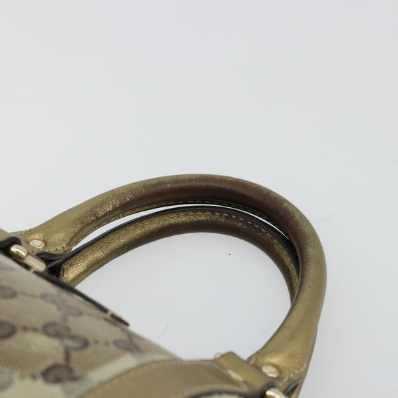 GUCCI GG Crystal Mini Boston Bag Coated Canvas Beige Gold 193604 Auth 178062