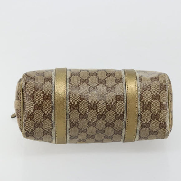 GUCCI GG Crystal Mini Boston Bag Coated Canvas Beige Gold 193604 Auth 178062