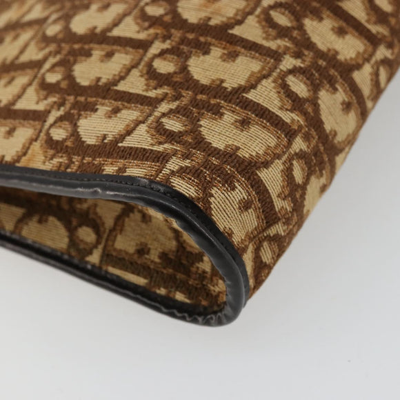 Christian Dior Trotter Canvas Shoulder Bag Beige Gold Auth 178063