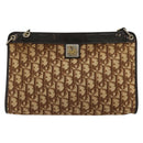 Christian Dior Trotter Canvas Shoulder Bag Beige Gold Auth 178063-13