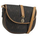 Christian Dior Honeycomb Canvas Shoulder Bag PVC Black Gold Auth 178065-1