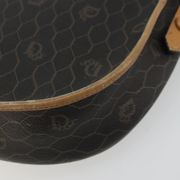 Christian Dior Honeycomb Canvas Shoulder Bag PVC Black Gold Auth 178065