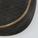 Christian Dior Honeycomb Canvas Shoulder Bag PVC Black Gold Auth 178065-9