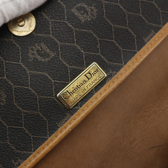 Christian Dior Honeycomb Canvas Shoulder Bag PVC Black Gold Auth 178065