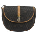 Christian Dior Honeycomb Canvas Shoulder Bag PVC Black Gold Auth 178065-13