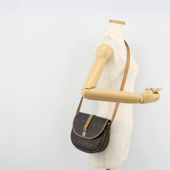Christian Dior Honeycomb Canvas Shoulder Bag PVC Black Gold Auth 178065