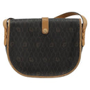 Christian Dior Honeycomb Canvas Shoulder Bag PVC Black Gold Auth 178065-2