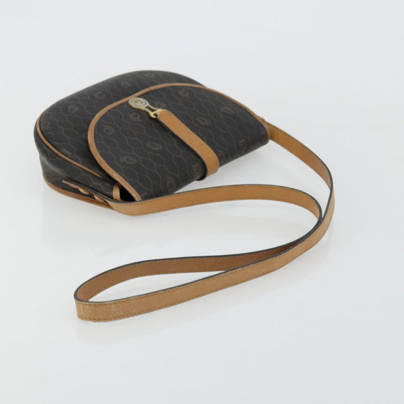 Christian Dior Honeycomb Canvas Shoulder Bag PVC Black Gold Auth 178065
