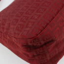 FENDI Zucchino Canvas Mamma Baguette Shoulder Bag Red Gold Auth 178066V-16