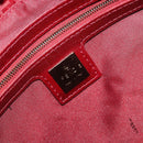 FENDI Zucchino Canvas Mamma Baguette Shoulder Bag Red Gold Auth 178066V-20