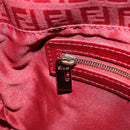 FENDI Zucchino Canvas Mamma Baguette Shoulder Bag Red Gold Auth 178066V-23