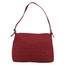 FENDI Zucchino Canvas Mamma Baguette Shoulder Bag Red Gold Auth 178066V-2