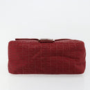 FENDI Zucchino Canvas Mamma Baguette Shoulder Bag Red Gold Auth 178066V-5