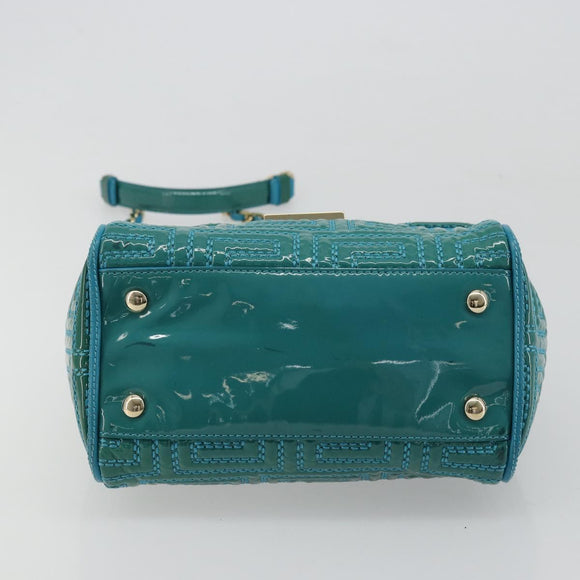 Gianni Versace Chain Shoulder Bag Patent leather 2way Green Gold Auth 178068A