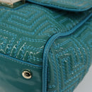 Gianni Versace Chain Shoulder Bag Patent leather 2way Green Gold Auth 178068A-9