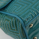 Gianni Versace Chain Shoulder Bag Patent leather 2way Green Gold Auth 178068A-16