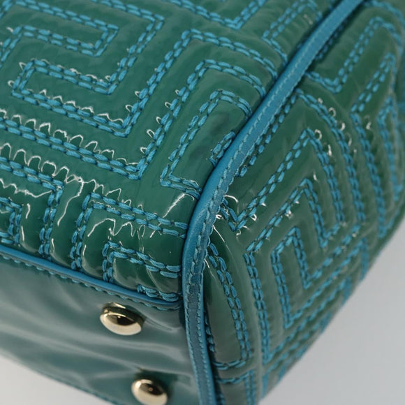 Gianni Versace Chain Shoulder Bag Patent leather 2way Green Gold Auth 178068A