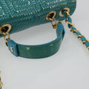 Gianni Versace Chain Shoulder Bag Patent leather 2way Green Gold Auth 178068A-7