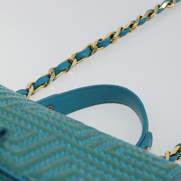 Gianni Versace Chain Shoulder Bag Patent leather 2way Green Gold Auth 178068A