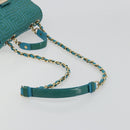 Gianni Versace Chain Shoulder Bag Patent leather 2way Green Gold Auth 178068A-8