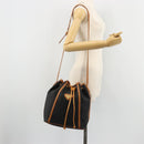 SAINT LAURENT Shoulder Bag PVC Black Gold Auth 178070-21