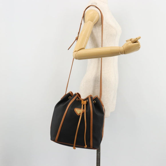 SAINT LAURENT Shoulder Bag PVC Black Gold Auth 178070