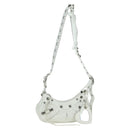 BALENCIAGA Luca Goal XS Shoulder Bag Leather White Silver 671309 Auth 178072SAM-1