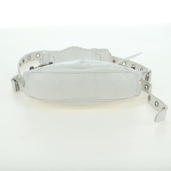 BALENCIAGA Luca Goal XS Shoulder Bag Leather White Silver 671309 Auth 178072SAM
