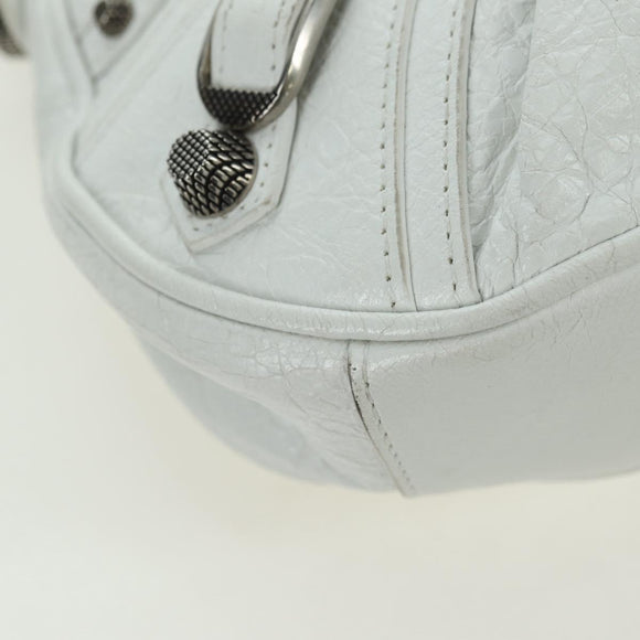 BALENCIAGA Luca Goal XS Shoulder Bag Leather White Silver 671309 Auth 178072SAM