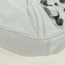 BALENCIAGA Luca Goal XS Shoulder Bag Leather White Silver 671309 Auth 178072SAM-16
