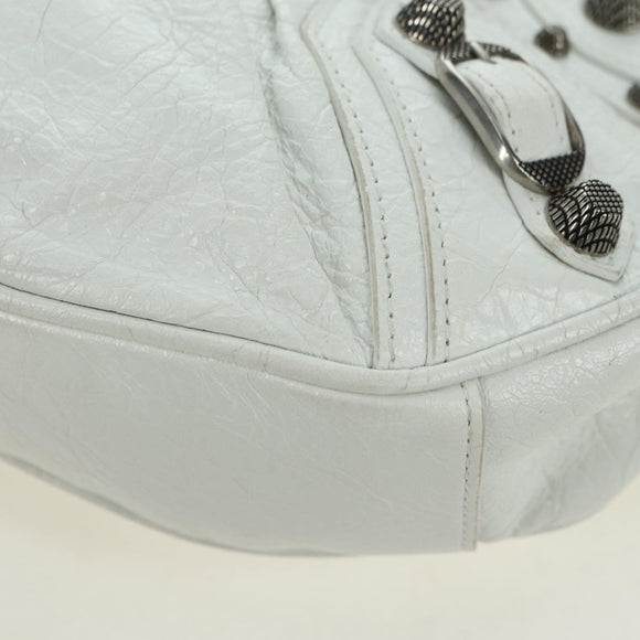BALENCIAGA Luca Goal XS Shoulder Bag Leather White Silver 671309 Auth 178072SAM