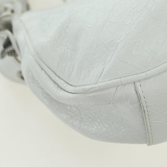 BALENCIAGA Luca Goal XS Shoulder Bag Leather White Silver 671309 Auth 178072SAM