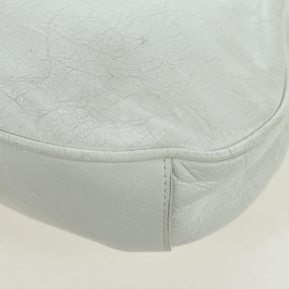BALENCIAGA Luca Goal XS Shoulder Bag Leather White Silver 671309 Auth 178072SAM