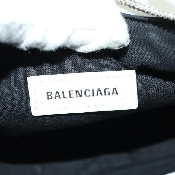 BALENCIAGA Luca Goal XS Shoulder Bag Leather White Silver 671309 Auth 178072SAM