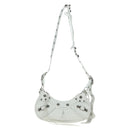BALENCIAGA Luca Goal XS Shoulder Bag Leather White Silver 671309 Auth 178072SAM-13