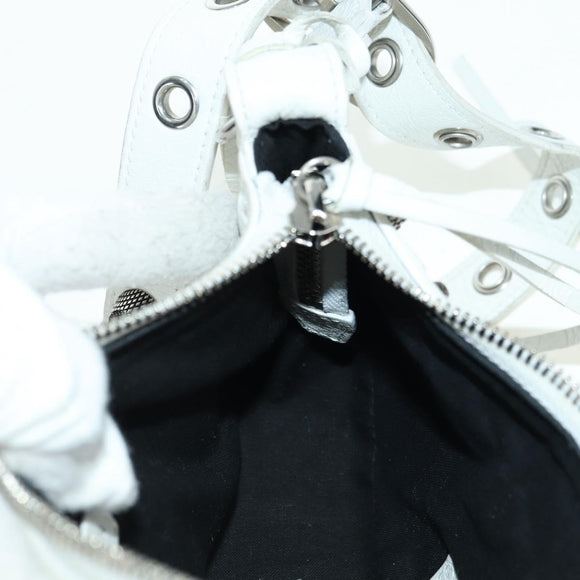 BALENCIAGA Luca Goal XS Shoulder Bag Leather White Silver 671309 Auth 178072SAM