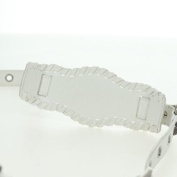 BALENCIAGA Luca Goal XS Shoulder Bag Leather White Silver 671309 Auth 178072SAM