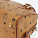 MCM Logogram Vicetos Boston Bag PVC Brown Gold Auth 178073A-12