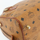 MCM Logogram Vicetos Boston Bag PVC Brown Gold Auth 178073A-13