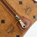 MCM Logogram Vicetos Boston Bag PVC Brown Gold Auth 178073A-14