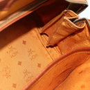 MCM Logogram Vicetos Boston Bag PVC Brown Gold Auth 178073A-17