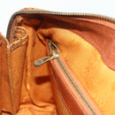 MCM Logogram Vicetos Boston Bag PVC Brown Gold Auth 178073A-19