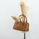 MCM Logogram Vicetos Boston Bag PVC Brown Gold Auth 178073A-23