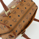 MCM Logogram Vicetos Boston Bag PVC Brown Gold Auth 178073A-6