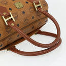 MCM Logogram Vicetos Boston Bag PVC Brown Gold Auth 178073A-7